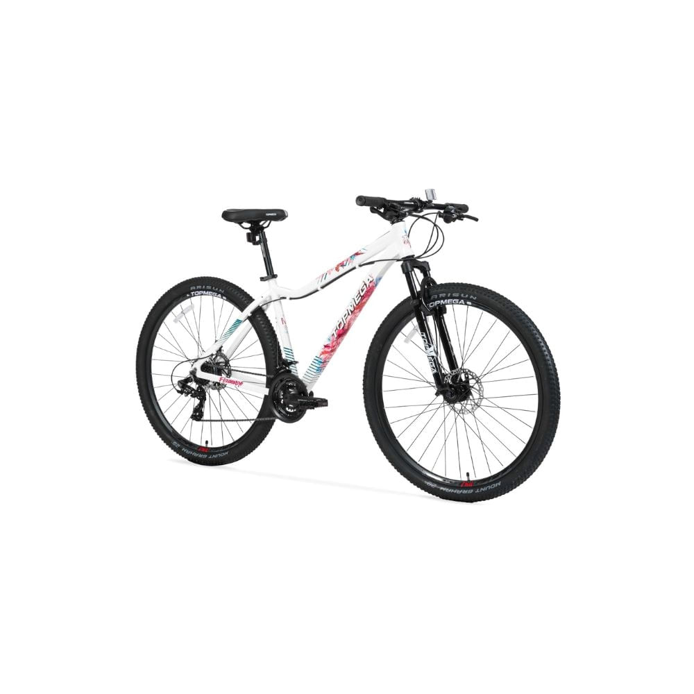 Bicicleta Mtb Top Mega R29 Flamingo Shimano 21 Vel Aluminio Color Blanco/Rosa/Celeste Talle XS