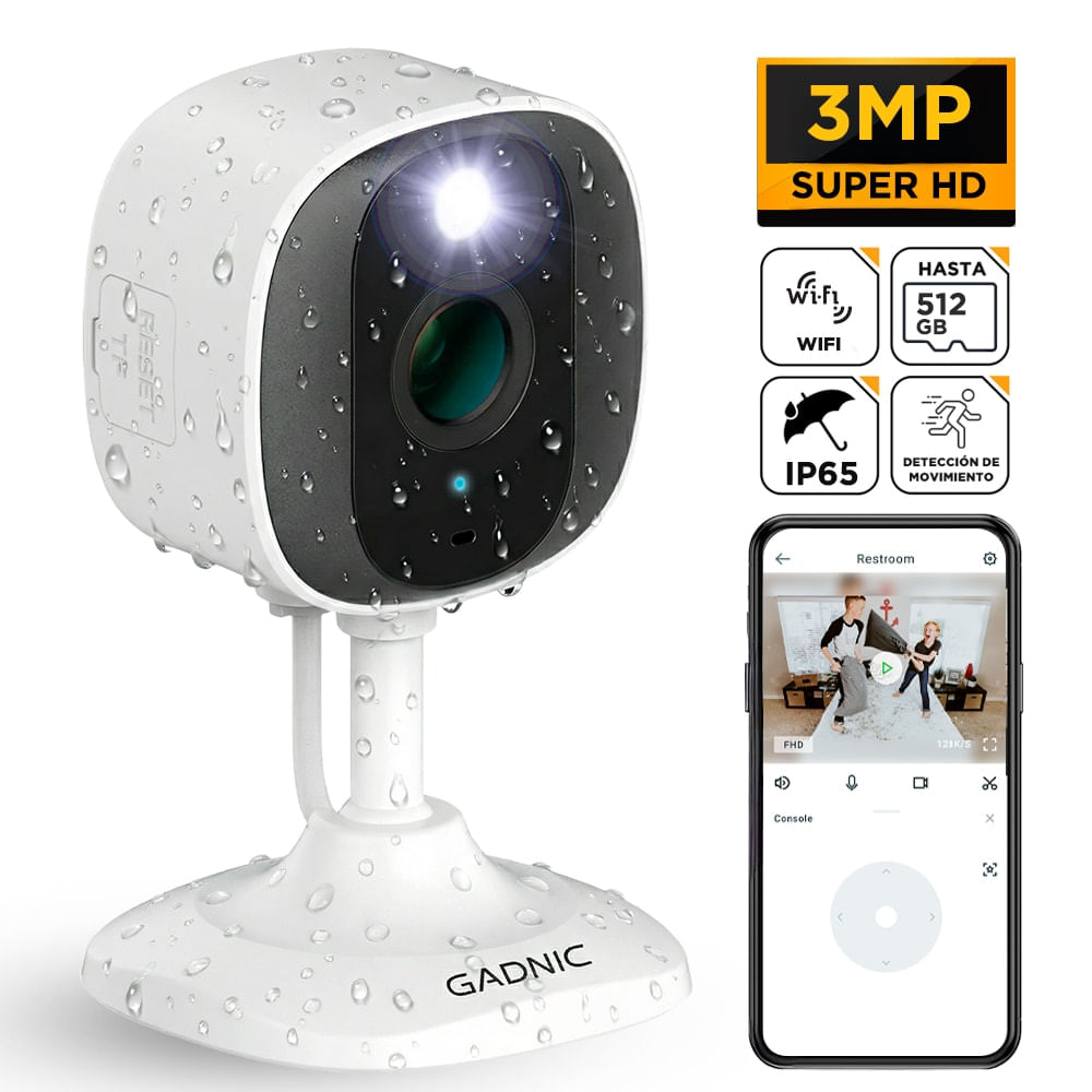 Cámara de Seguridad WiFi Gadnic Mini-G 2K Exterior Interior Audio Bidireccional 3MP
