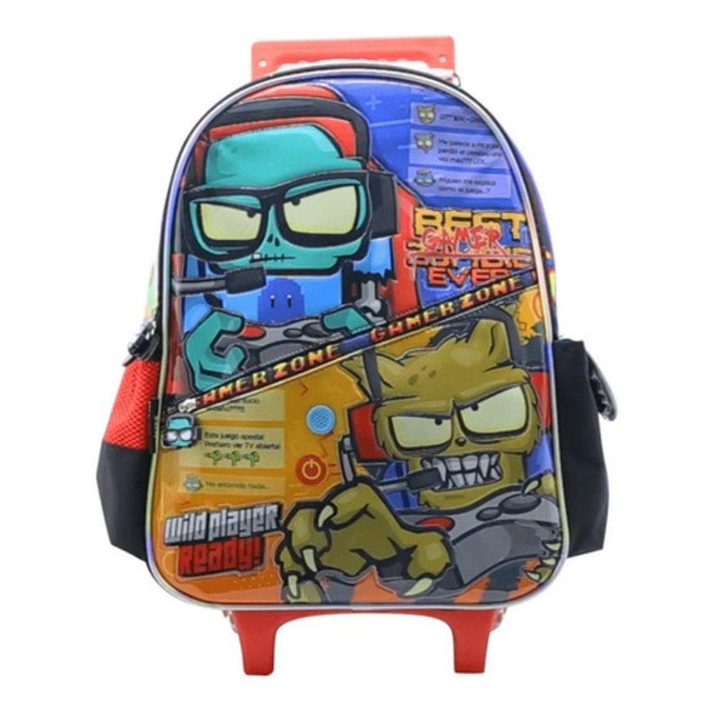 Mochila Carro 16 Zombie Infection Gamer Niños Rojo