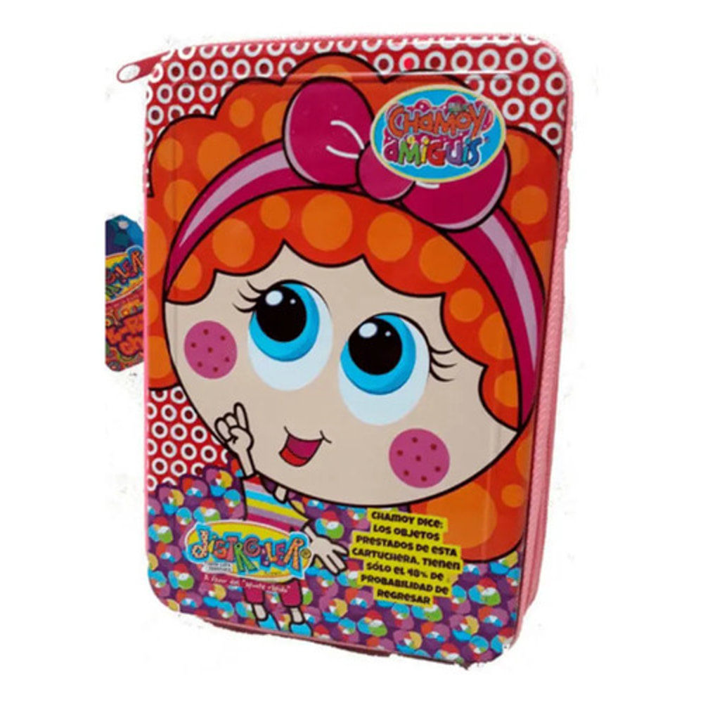 Cartuchera Lata 2 Pisos Chamoy Amiguis Distroller Cresko Rosa Chamoy Amiguis