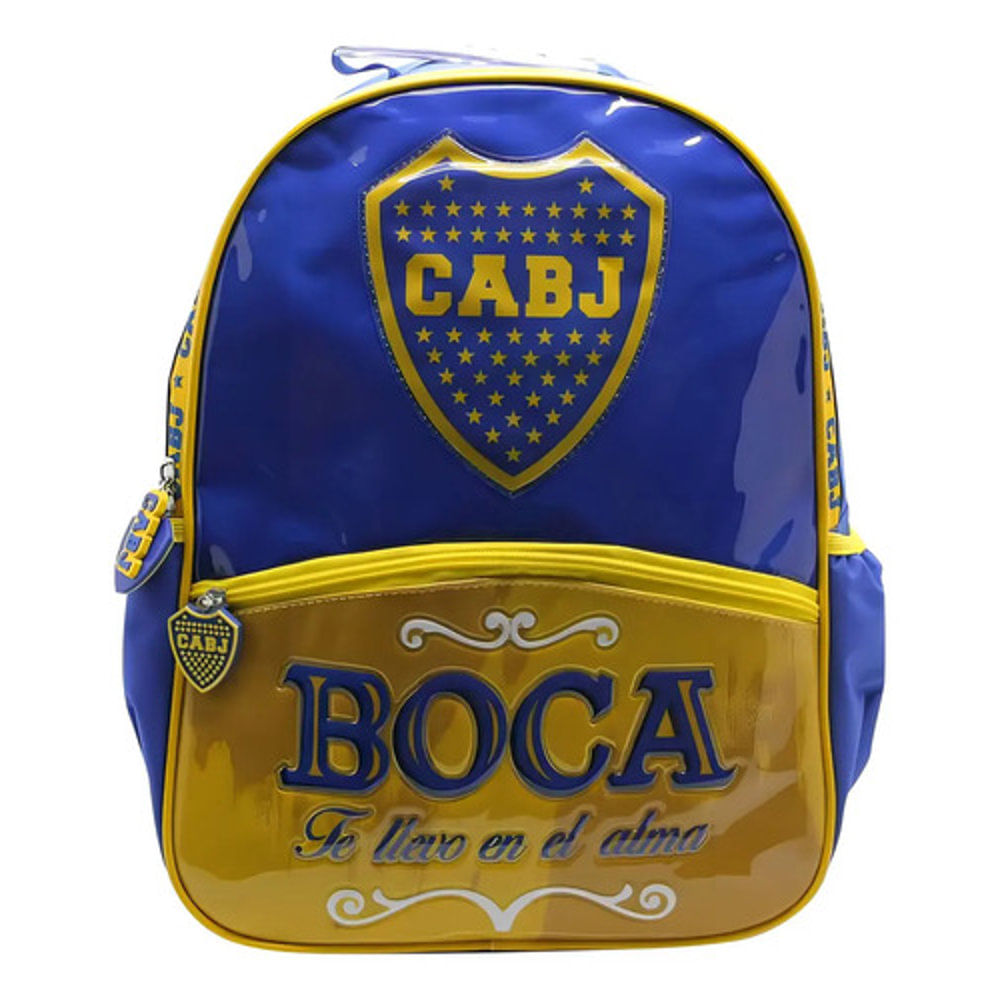 Mochila Escolar Espalda 16 Boca Te Llevo En El Alma Cresko Azul Liso