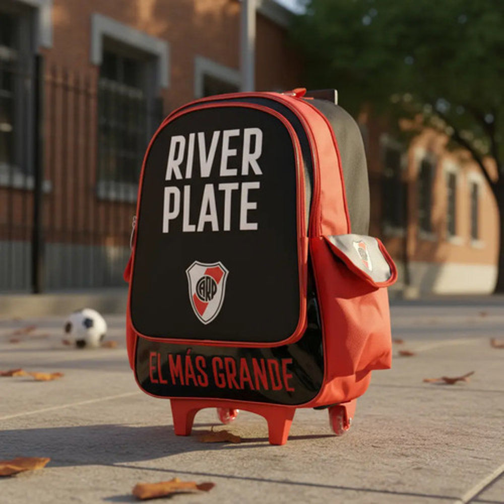 Mochila Escolar Carro 18 River Plate Carp Campeones Cresko Negro River Plate