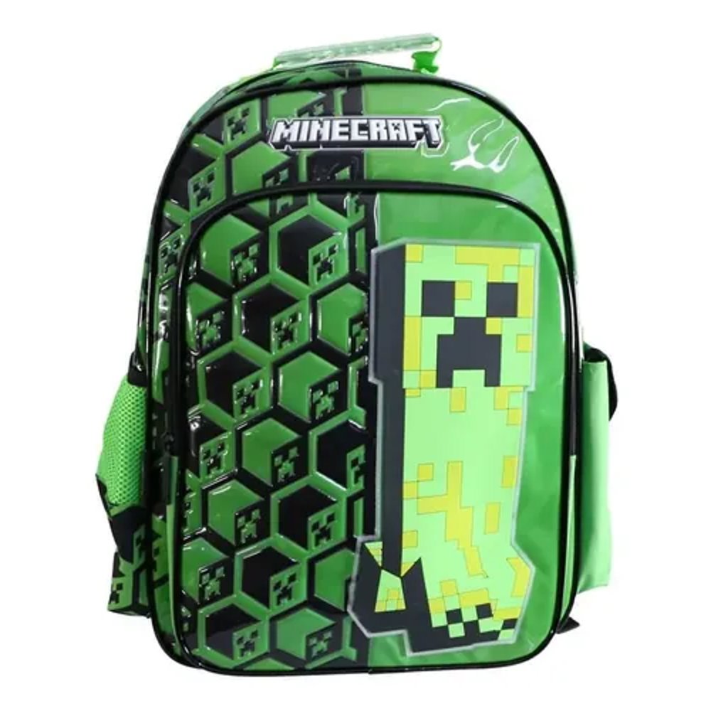 Mochila Escolar Espalda 18 Level Minecraft Cresko Verde Creeper