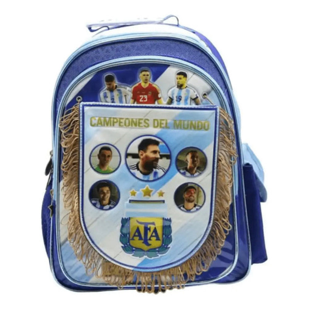 Mochila Espalda 16 Con Banderín Afa Selección Argentina Azul Liso