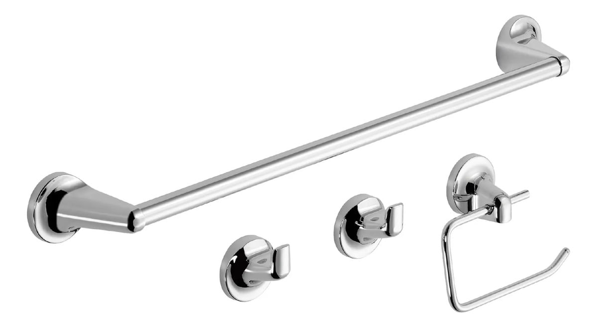 Accesorios De Bano Kit Set Juego 4 Piezas Metal Cromado
