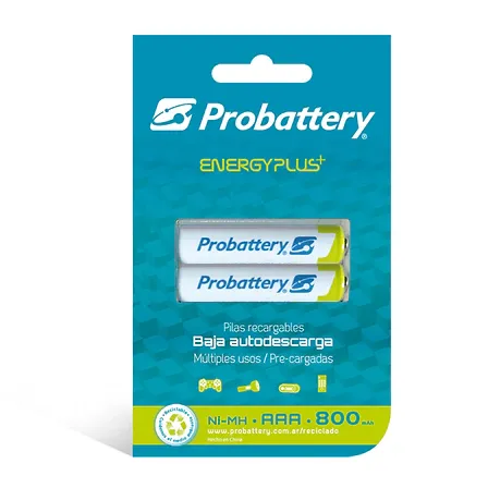 Pila Recargable AAA -800mAh -2 Unidades Probattery PRNB-AAA800-BLX2