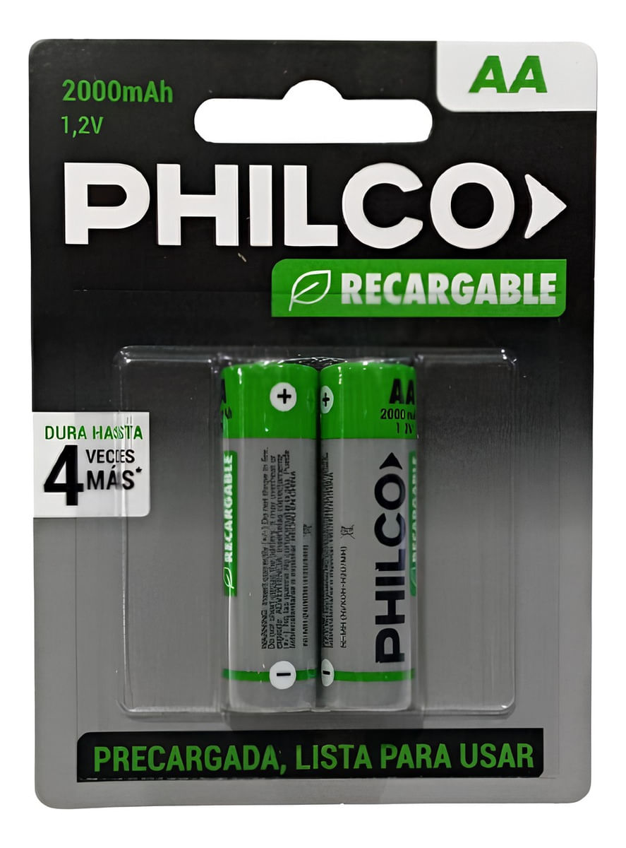 Pilas Recargables Aa Philco 2000mah Blister 2 Un