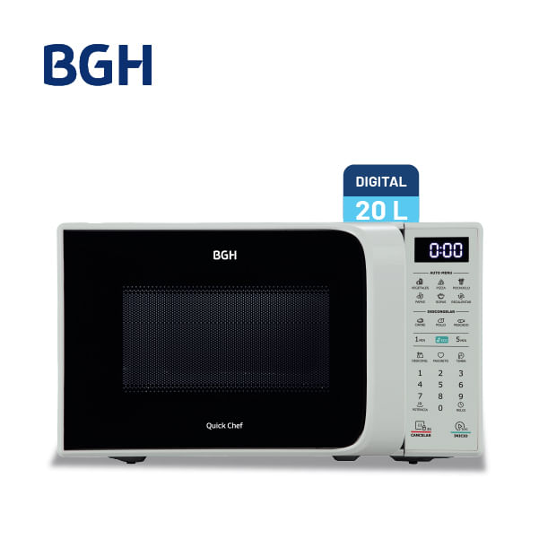 Microondas BGH 20L Panel Digital Bajo Consumo 700W Negro