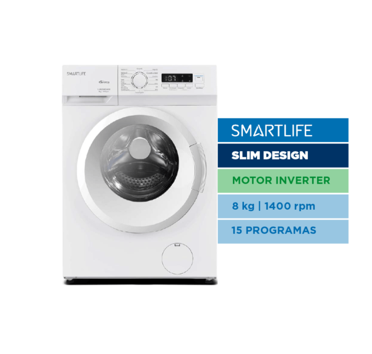 Lavarropas Smartlife Inverter 8Kg 1400Rpm Blanco
