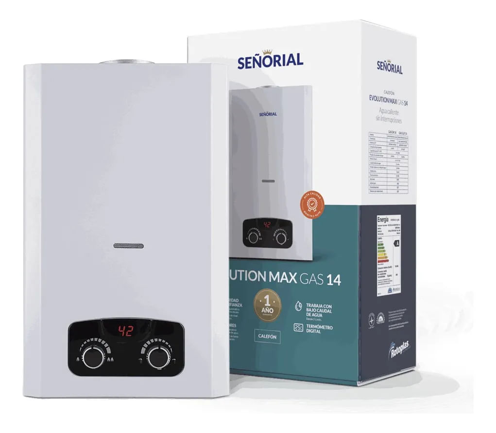 Calefon Senorial Evolution Max 14 Litros Gas Licuado Blanco Glp