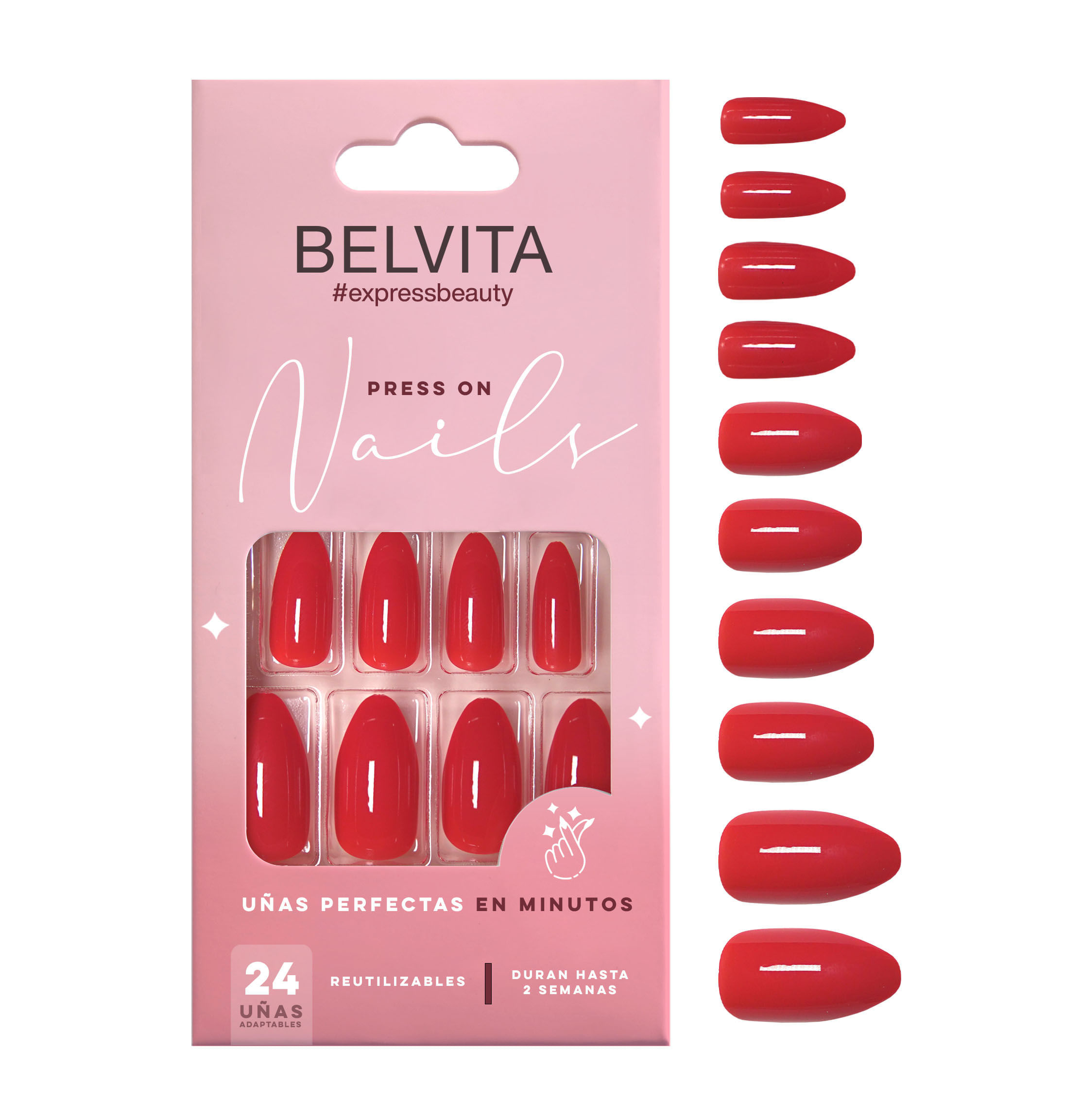 Kit UñAs Postizas Press On Y Stickers Almendradas