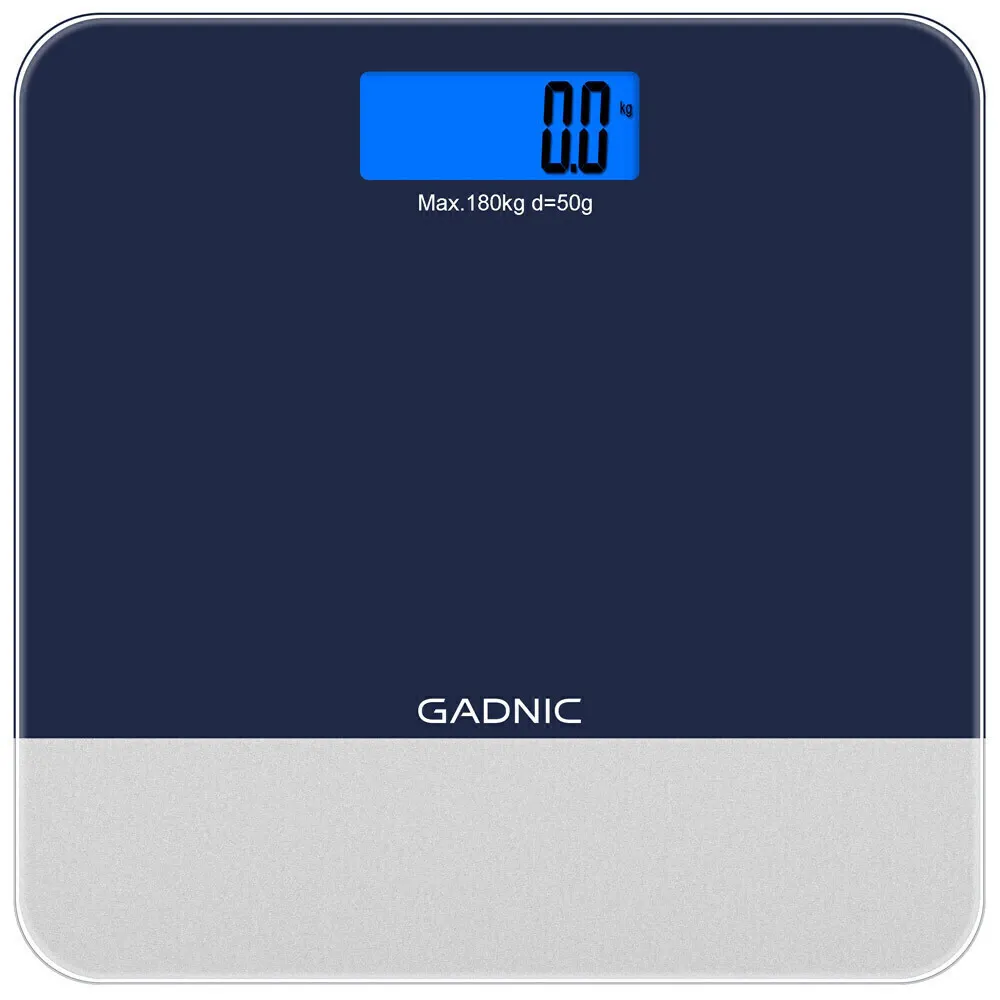 Balanza Digital Hasta 180kg De Vidrio Templado Azul -Gadnic