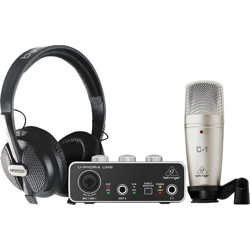 Kit Grabacion Behringer Studio Um2 +Mic C1 + Hps5000 + Cable Negro