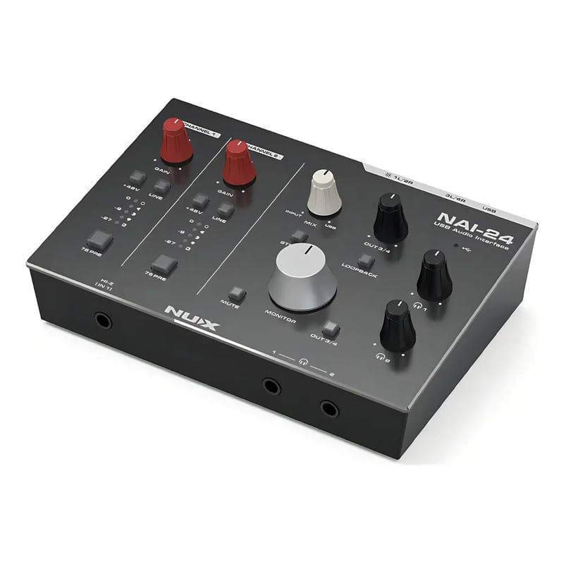 Interfaz De Audio Nux Nai24 Usb-C 2 Entradas 4 Salidas Color Negro