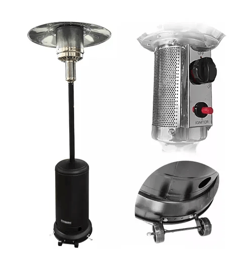 Calefactor Hongo Exterior Lusqtoff Jk-1008n A Gas C/Ruedas