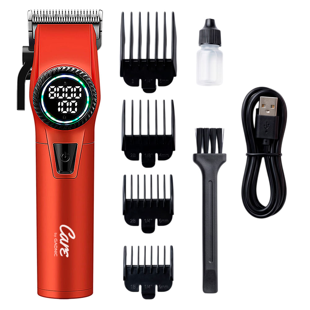 Máquina Cortadora de Pelo Care By Gadnic 5W Batería Recargable 2000 mAh Autonomía 180 Minutos Rojo