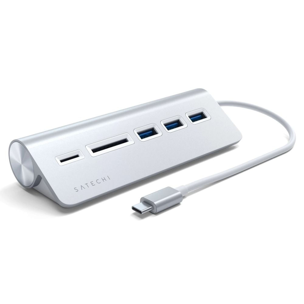 Hub Satechi Adaptador Usb-C A Usb 3.0 X3 Lector Tarjetas Sd Color Plateado