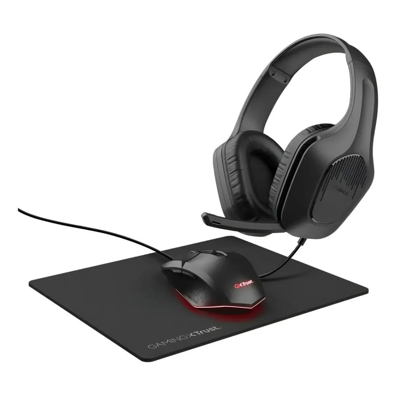 Kit Gaming 3 En 1 Trust Gtx 790 Auriculares, Raton, Padmouse Negro