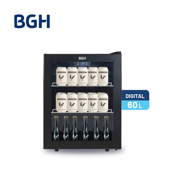 Beer Cooler BGH 60L Digital Exhibidora Cerveza Negro