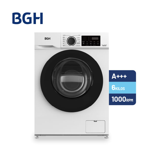 Lavarropas BGH 6kg Inverter Carga Frontal 1000RPM A++ Blanco