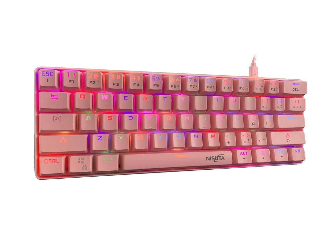 Teclado MecáNico Gamer Rgb De 61 Teclas Software Switches Violetas Nisuta - Nskbgz61p
