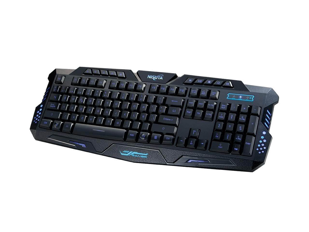 Teclado Usb Retroiluminado Y 10 Teclas Multimedia Nisuta - Nskb25l