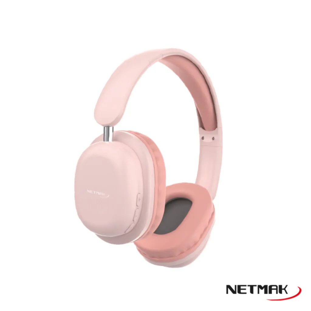 Auricular C/MicróFono Netmak Nm-Live Vincha Wireless Bluetooth Y Cable 3.5mm Color Rosa