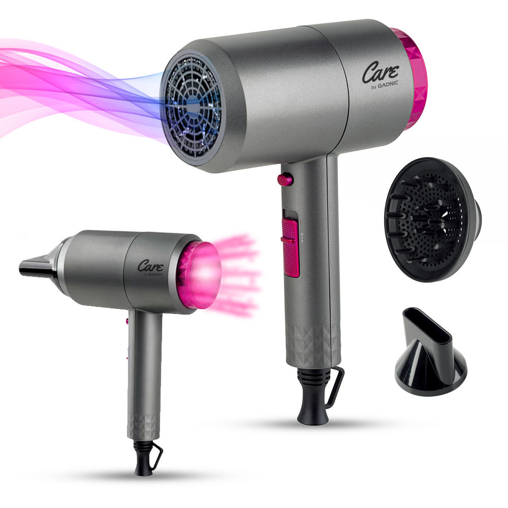 Secador de Pelo Iónico Compacto Power Pro Care by Gadnic 2200W Frio Calor Difusor Antifrizz