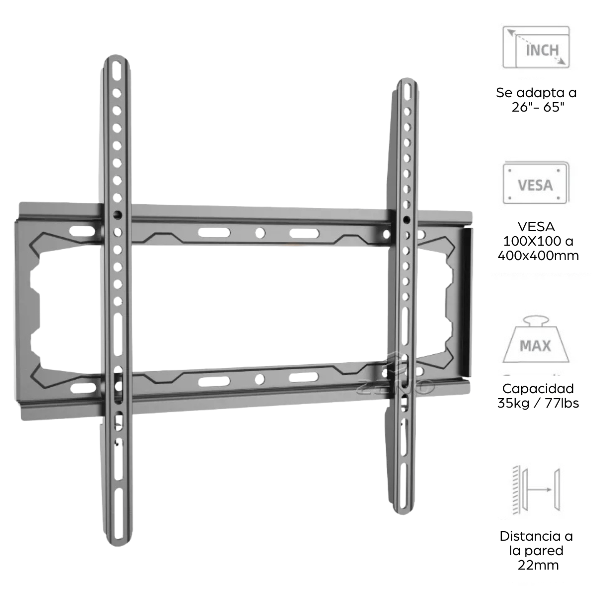 Soporte De Tv Monitor Reforzado 26 A 65 Max 35 Kg. Fb64