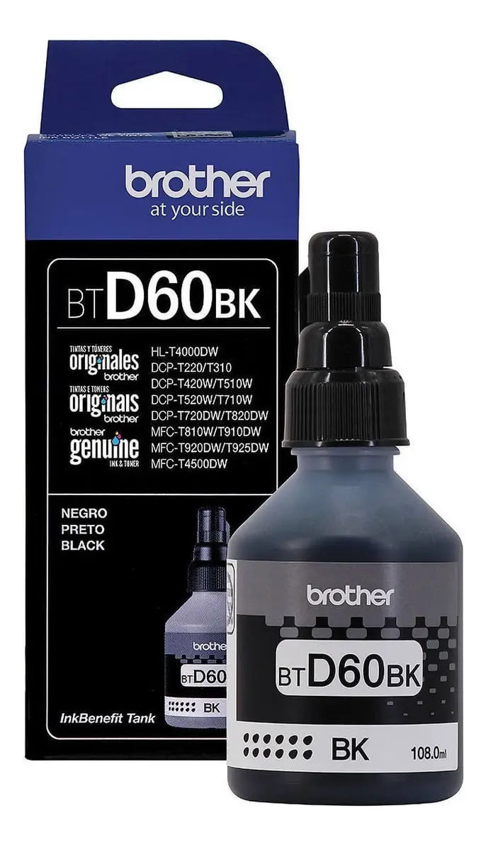 Tinta Brother Btd60bk Negro Original T4000 T310 T510
