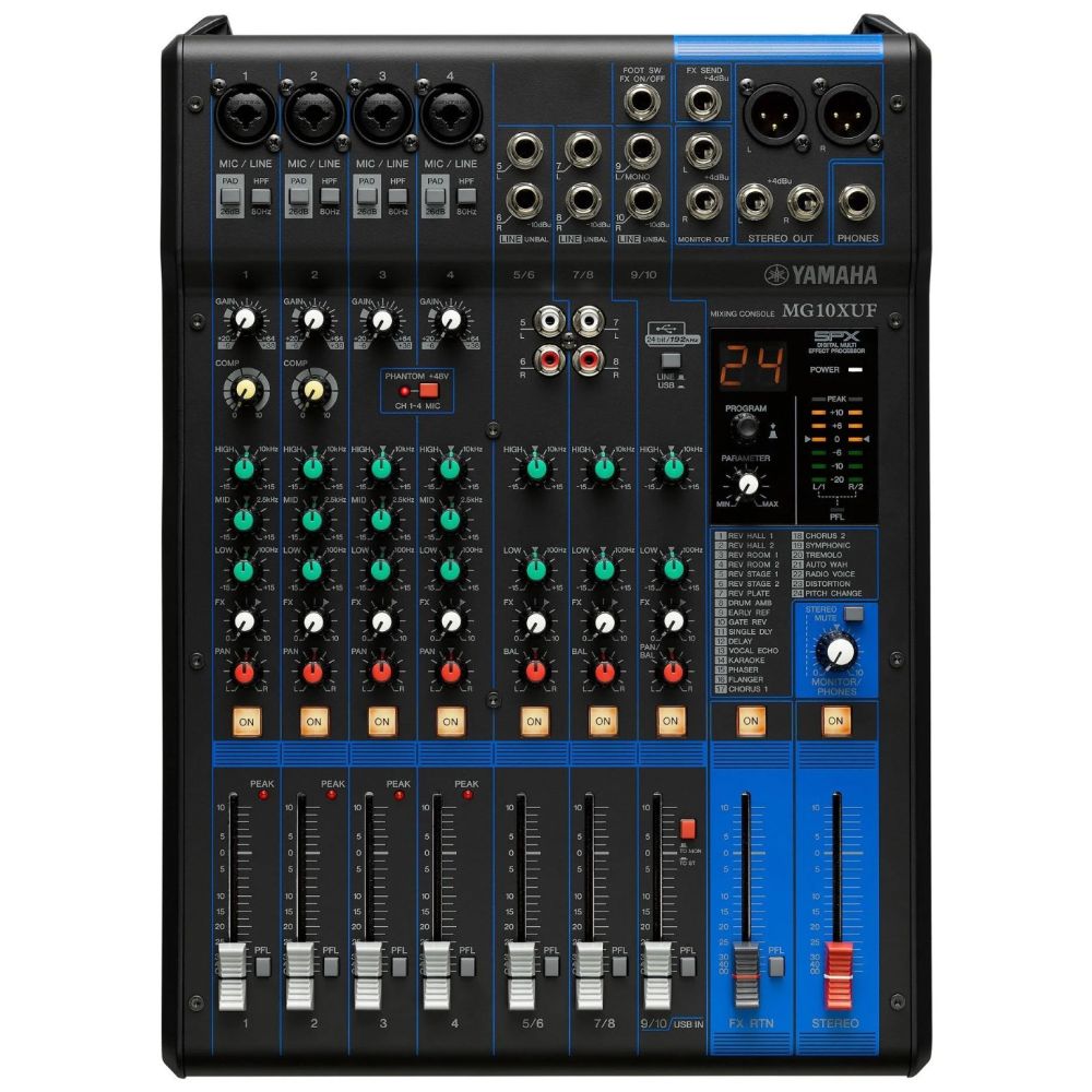 Consola Mixer Yamaha Mg10xuf 10 Canales Analogica Con Usb, Faders Y Efectos Spx