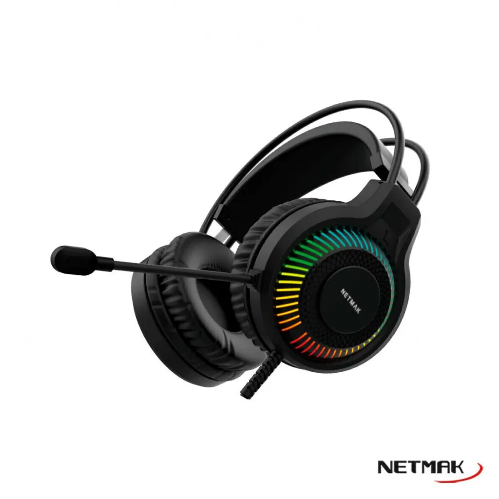 Auricular C/Microfono Netmak -Gamer -Doble 3.5mm +Usb Negro