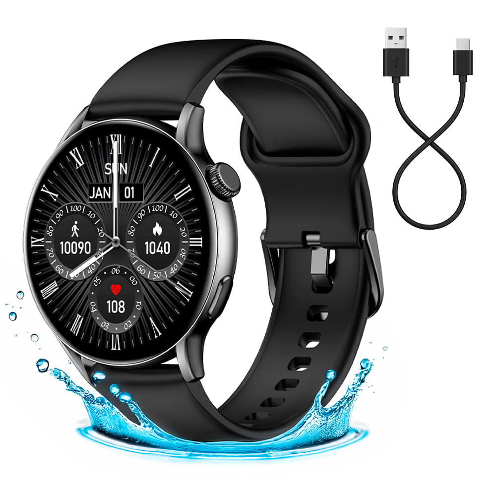 Smartwatch Gadnic BT 53 IP68 Negro Sumergible