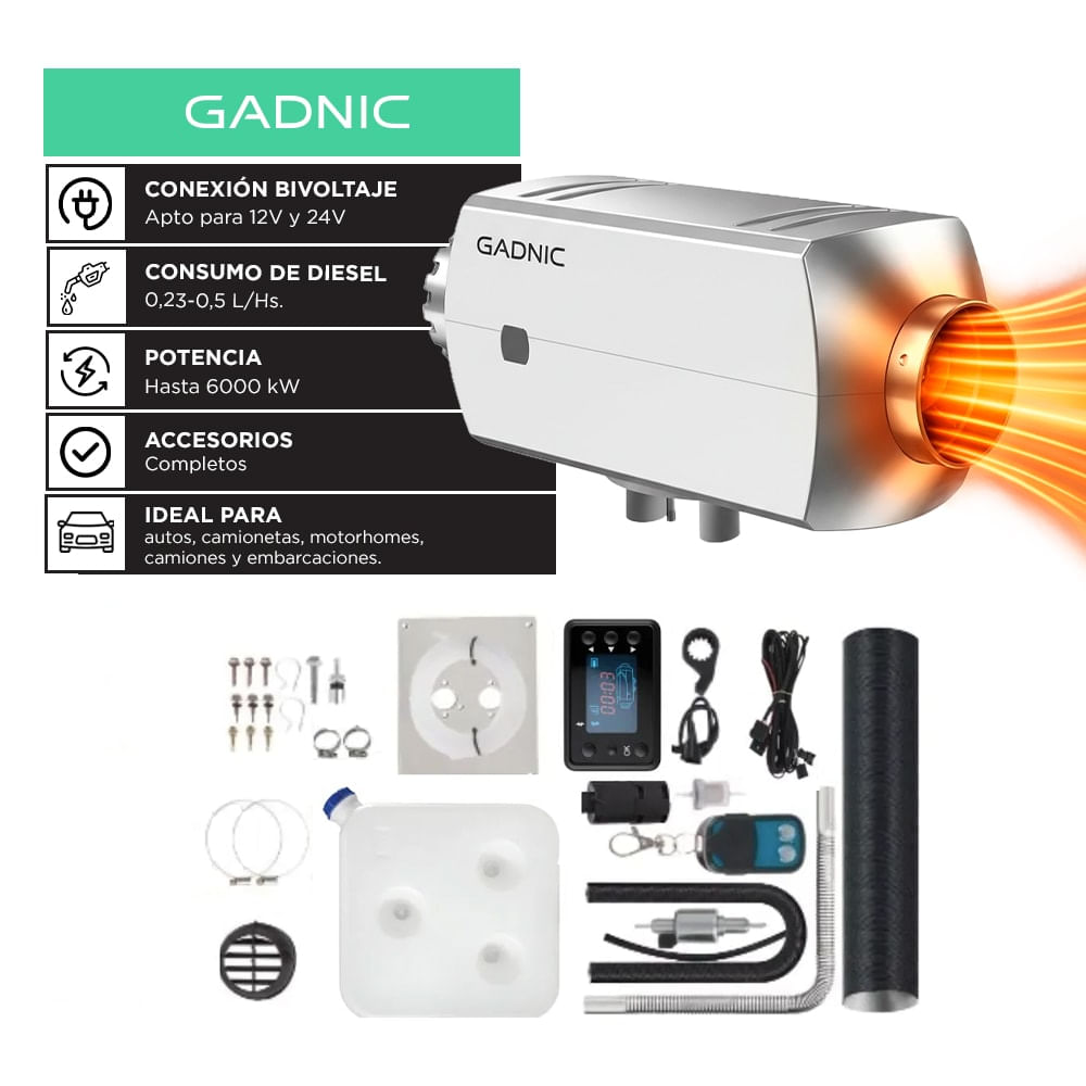 Calentador de Aire Diesel GADNIC Para Vehículos 5KW 12V 24V Aluminio
