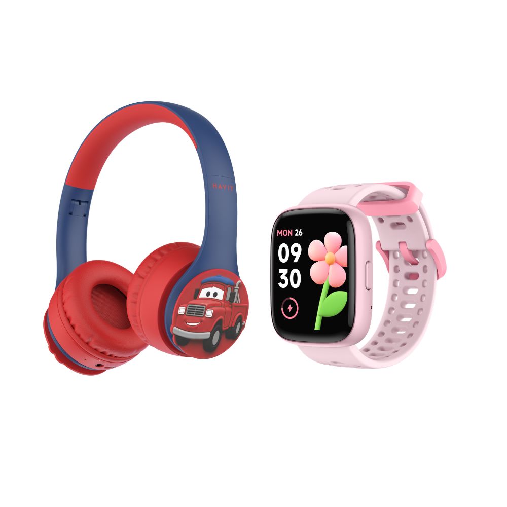 Reloj Inteligente Smartwatch Noak Rosa y Auriculares Unicornio Niños Havit Azul
