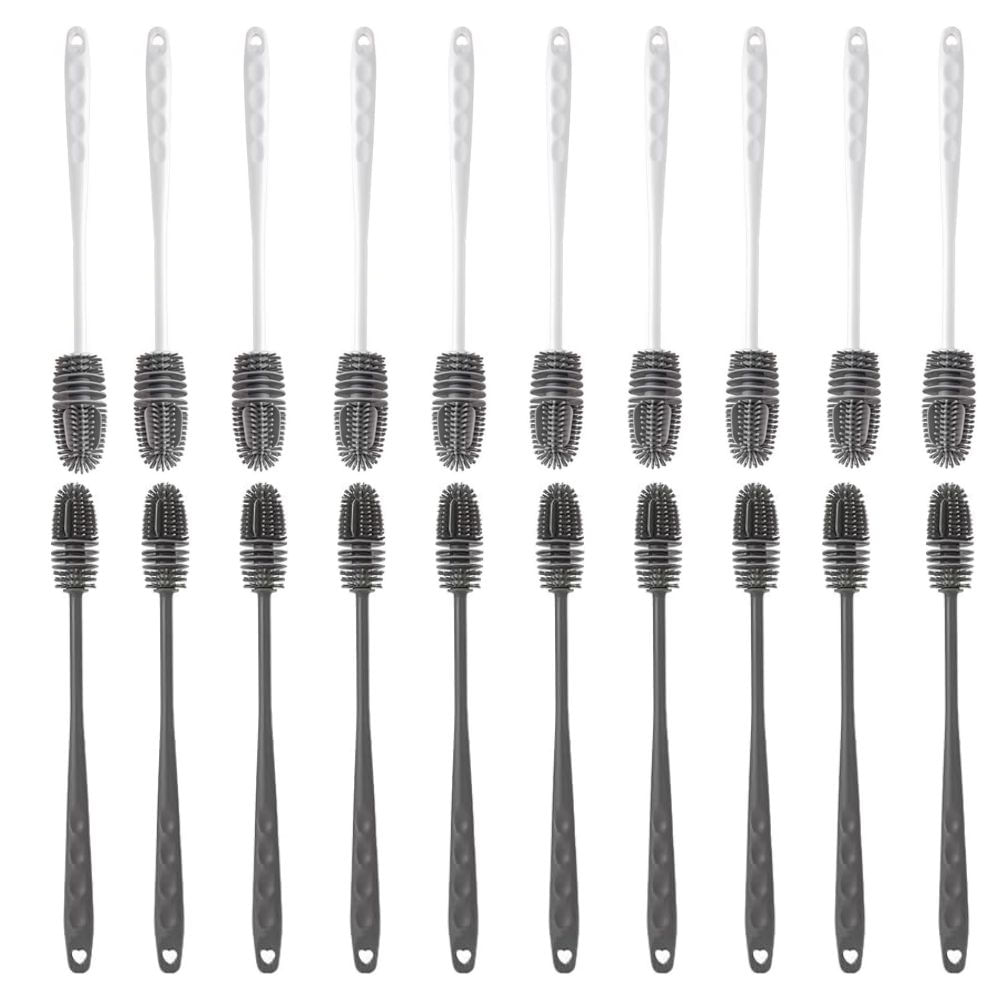 Pack X20 Cepillos De Silicona Limpia Botellas Vasos Mamaderas Color Gris Y Blanco