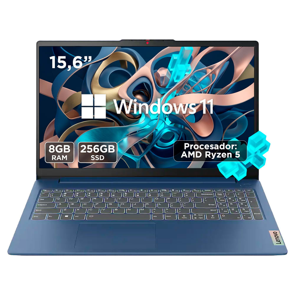 Notebook Lenovo IdeaPad Slim 3 15.6 ADM Ryzen 5 RAM 8GB SSD 256GB Full HD Azul