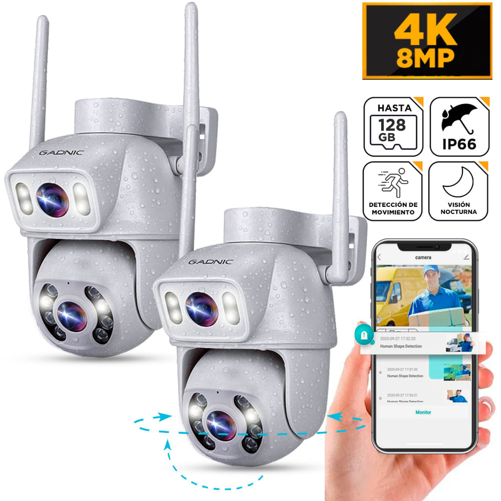 Kit 2 Cámaras De Seguridad Gadnic Doble Lente 4k