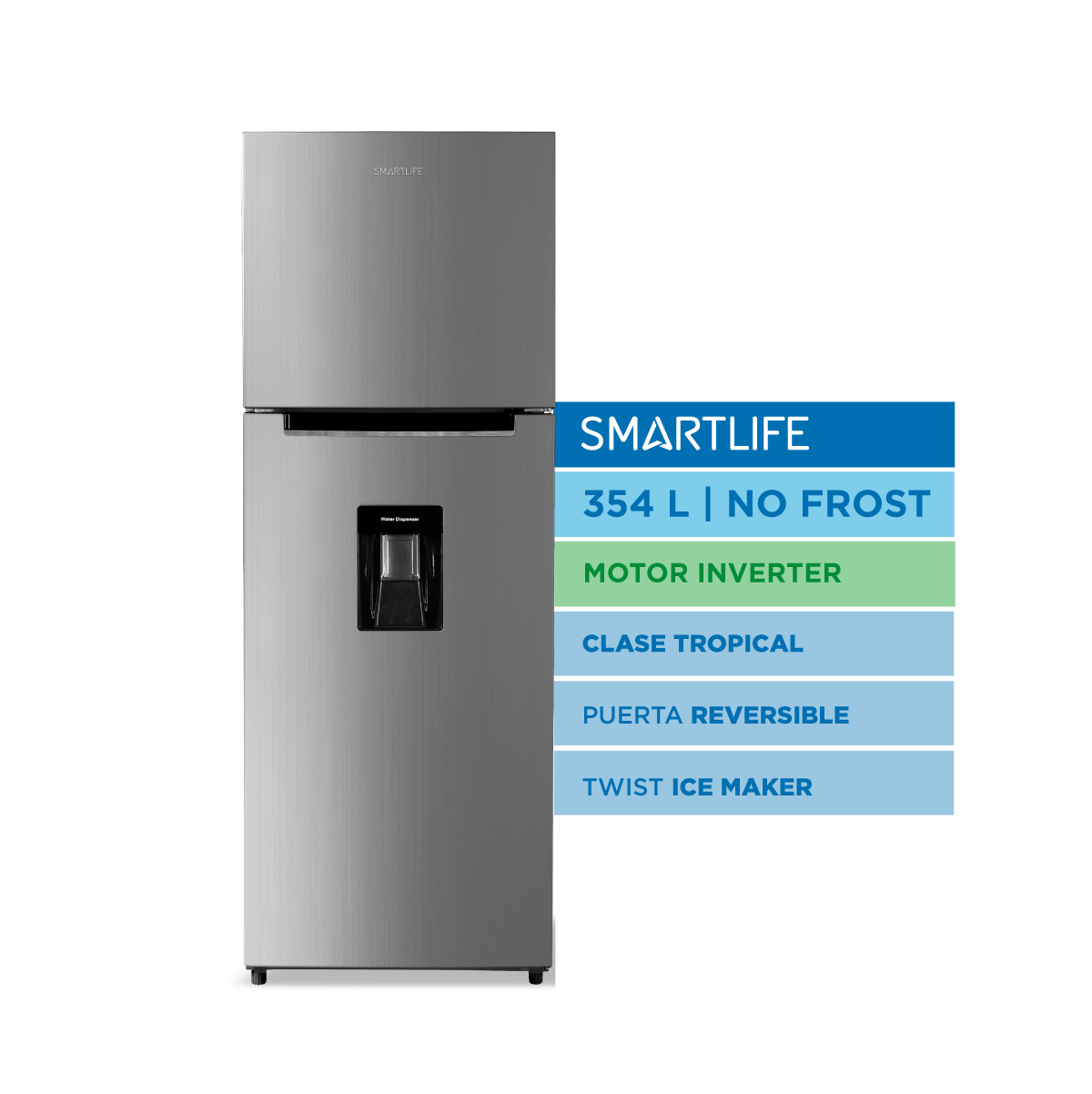 Heladera Smartlife con Dispenser No Frost Inverter 354L