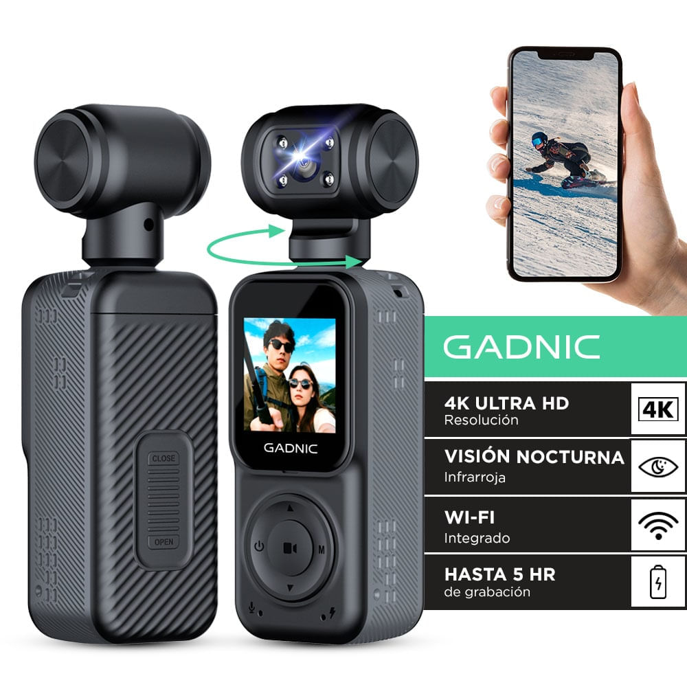 Cámara Deportiva GADNIC 4K WiFi Gran Angular 135 Moto Visión Nocturna Para Casco