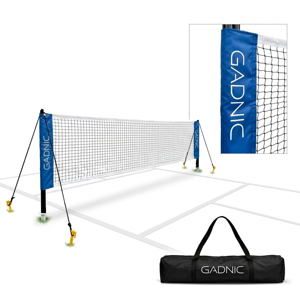 Red De Futbol Tenis Gadnic 3x085m Con Postes Metálicos Estacas Y Líneas De Cancha Portátil