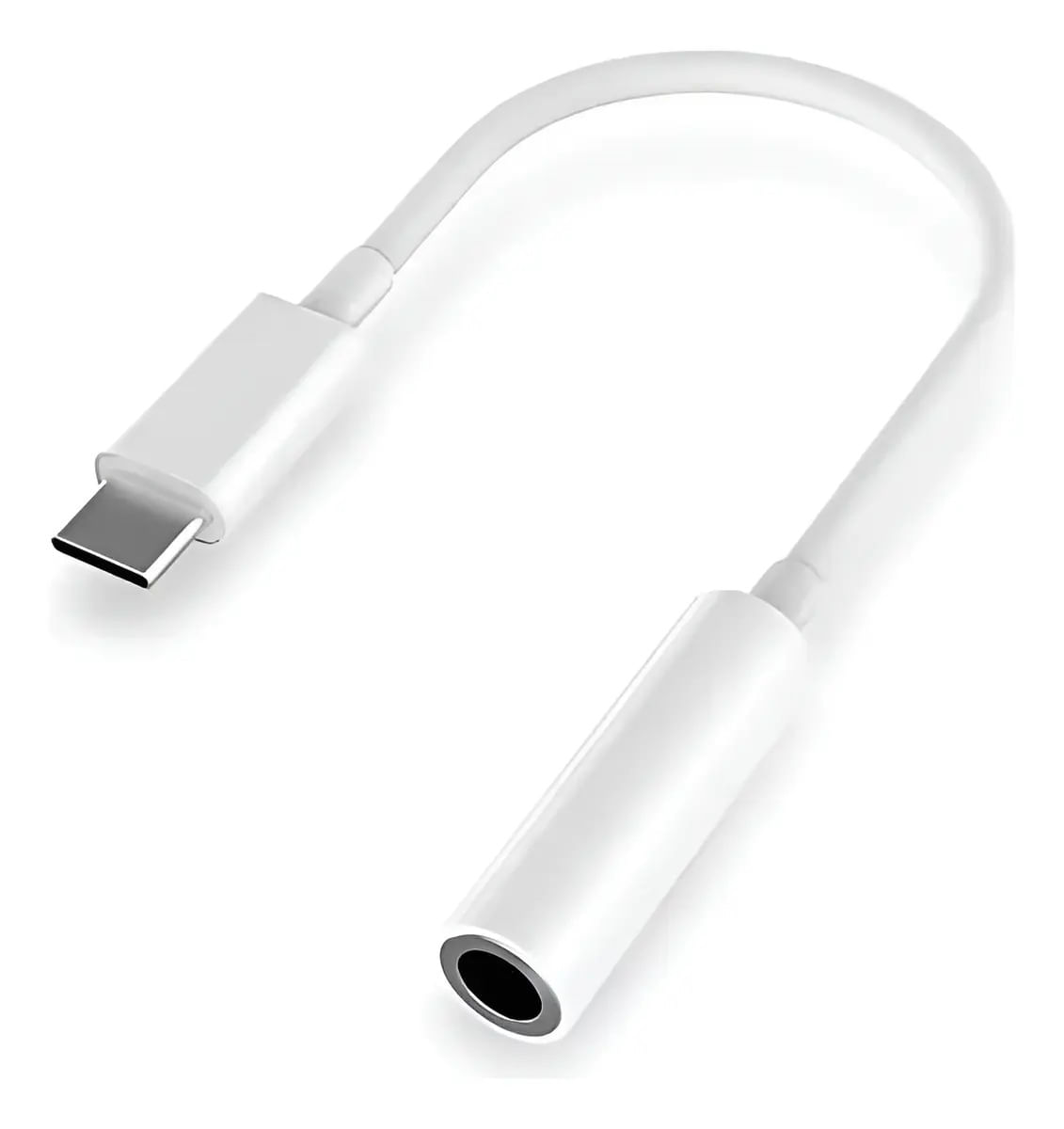 Adaptador Tipo C Macho A Miniplug 3.5 Mm Hembra Celular Blanco