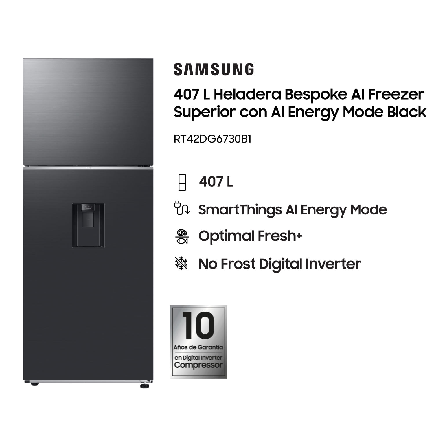 Heladera Samsung RT42DG6730B1BG 407 L Black Dispenser