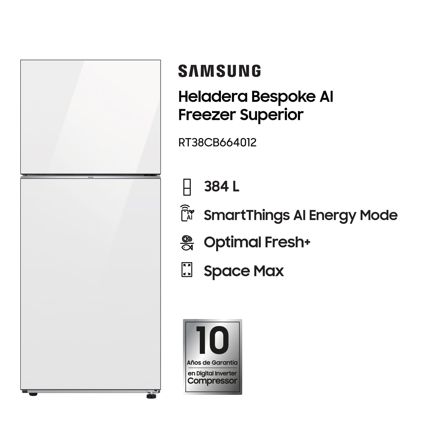 Heladera Samsung Bespoke RT38CB664012 384 L Clean White