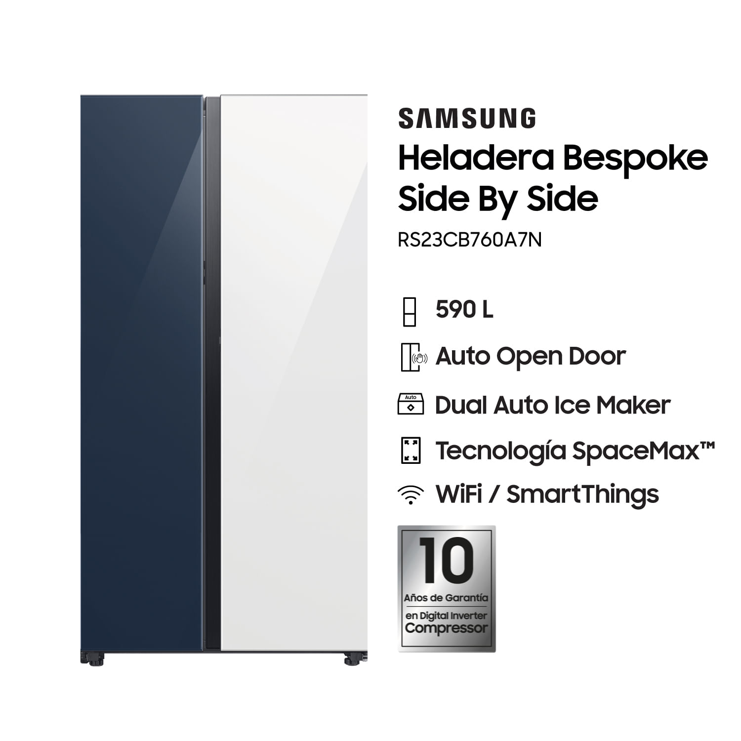 Heladera Samsung Side By Side RS23CB760A7N Bespoke 590 L