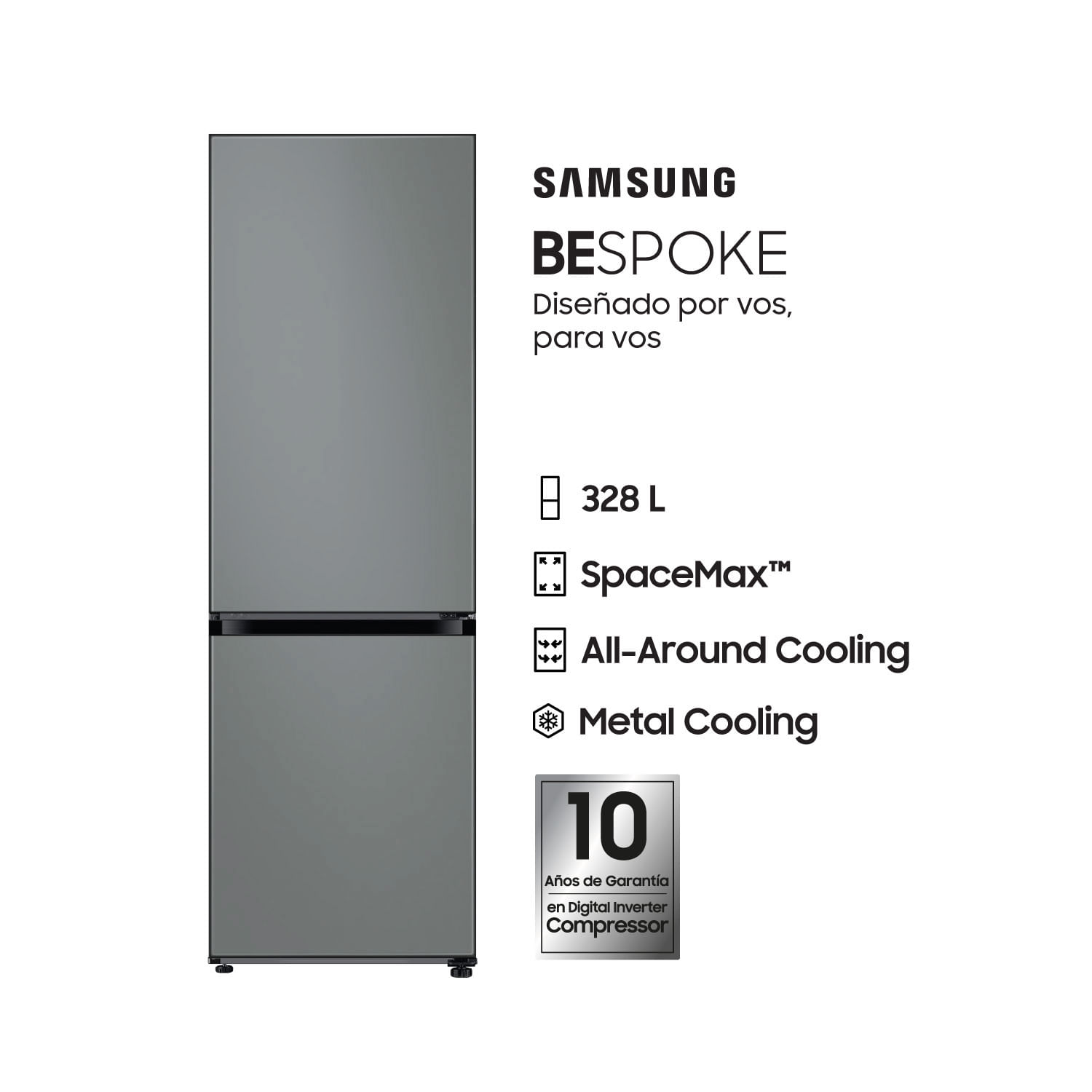 Heladera Samsung RB33A307031 Bespoke 328L Gris