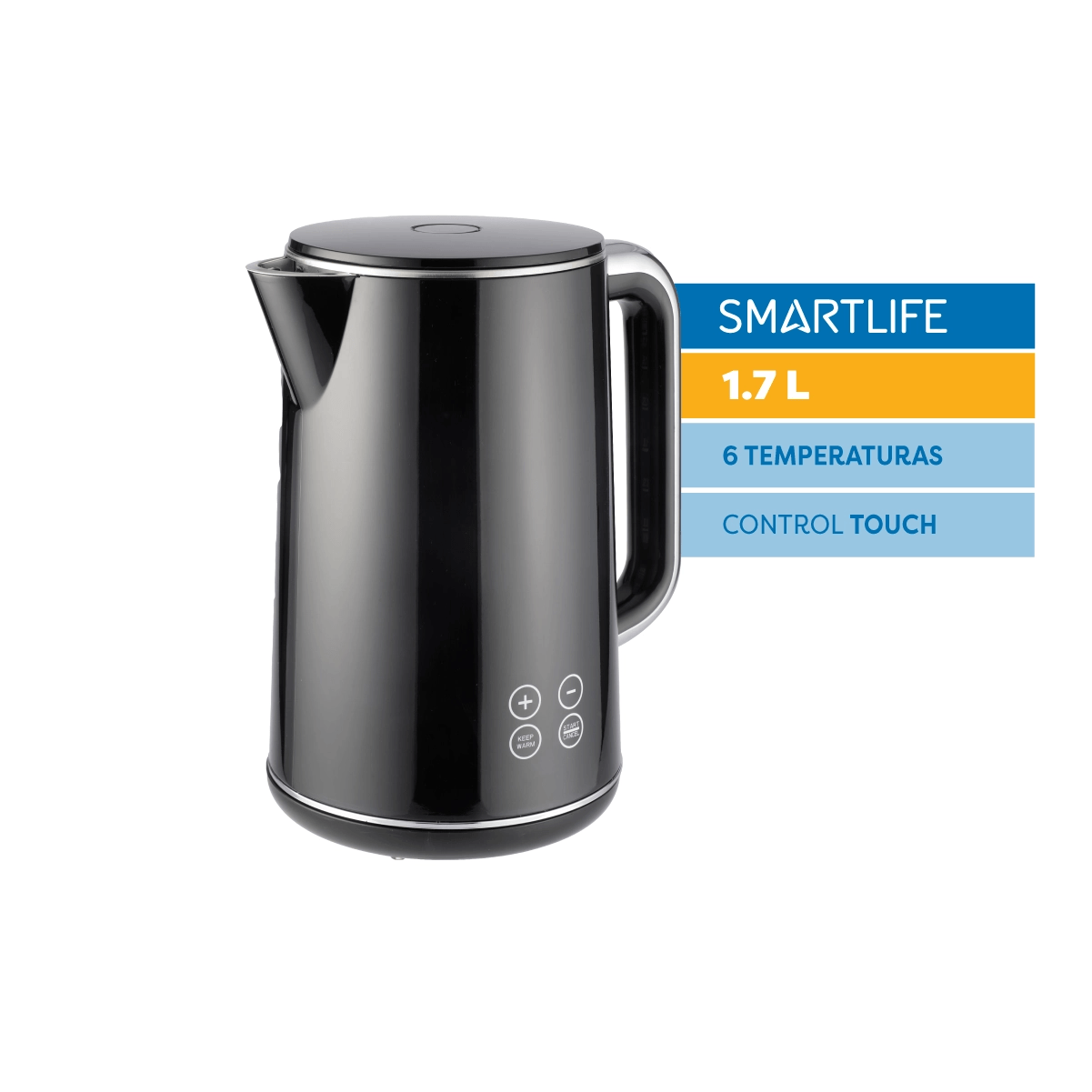 Pava Eléctrica Digital Smartlife Negro 1,7 L