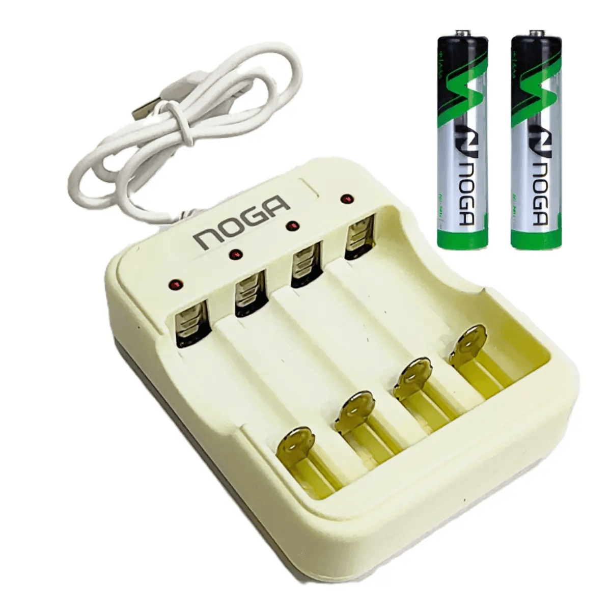 Cargador Para 4 Pilas Aa Aaa Noga NG-5100 USB + 2 Pilas AAA