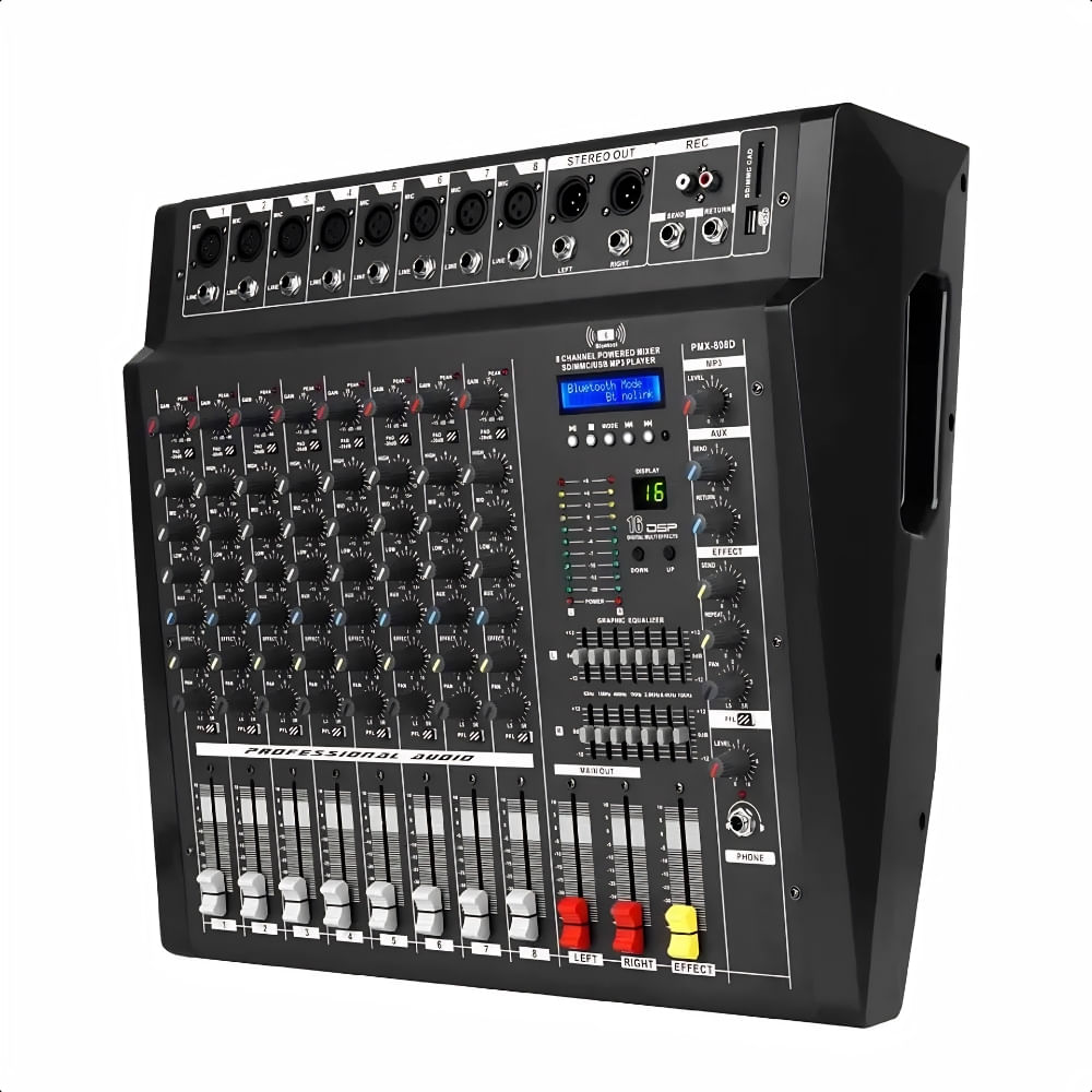 Mixer Ross DX-8 Consola Potenciada 8 Canales 600w Eq Rever Usb Tarjeta
