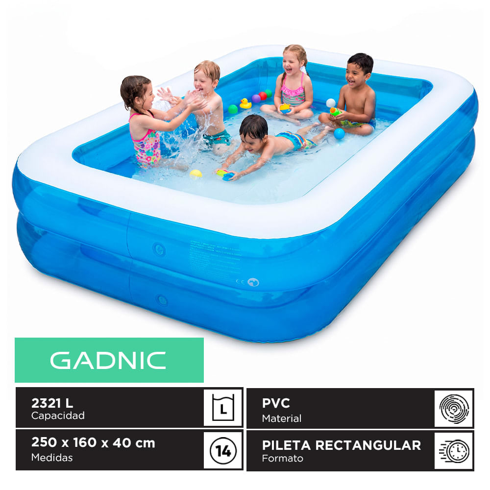 Pileta Inflable Rectangular Gadnic Familiar 2321 Lt PVC